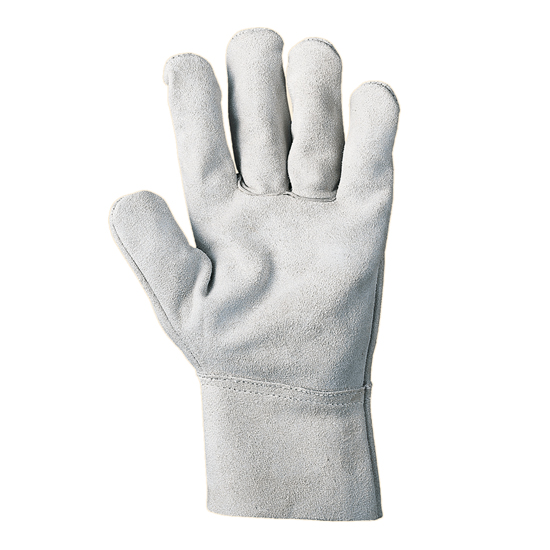 Short leather work gloves for agriculture and rigging trades