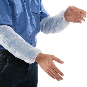 Disposable non woven arm protection sleeves with dual elastic edges 35 cm
